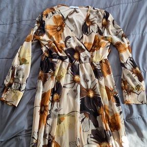 Baltic Born XXL Floor Length Camel flower dress with Gold Buttons